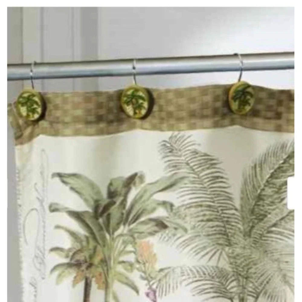 Vintage Bed Bath & Beyond Avanti Linens Colony Palm Collection 12 Shower Hooks‎